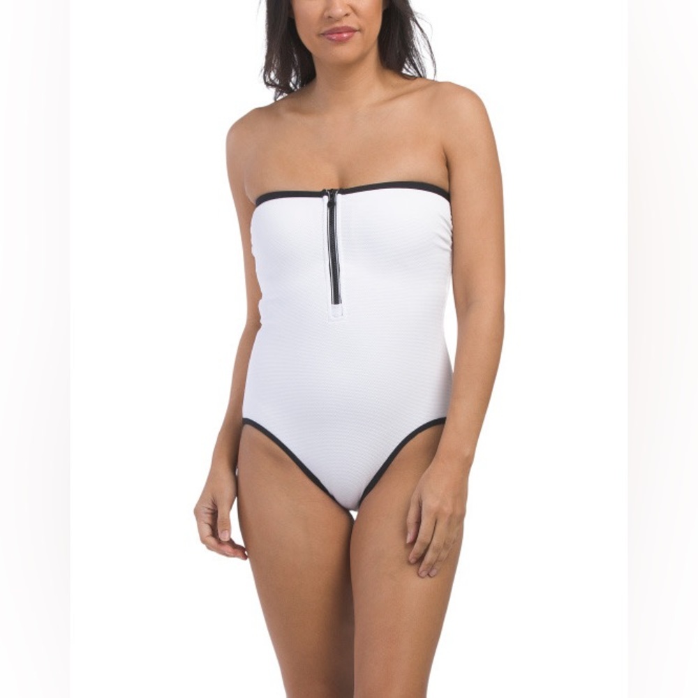 NWT! TOMMY BAHAMA Island Cays Cabana Quarter Zip One-piece Swimsuit